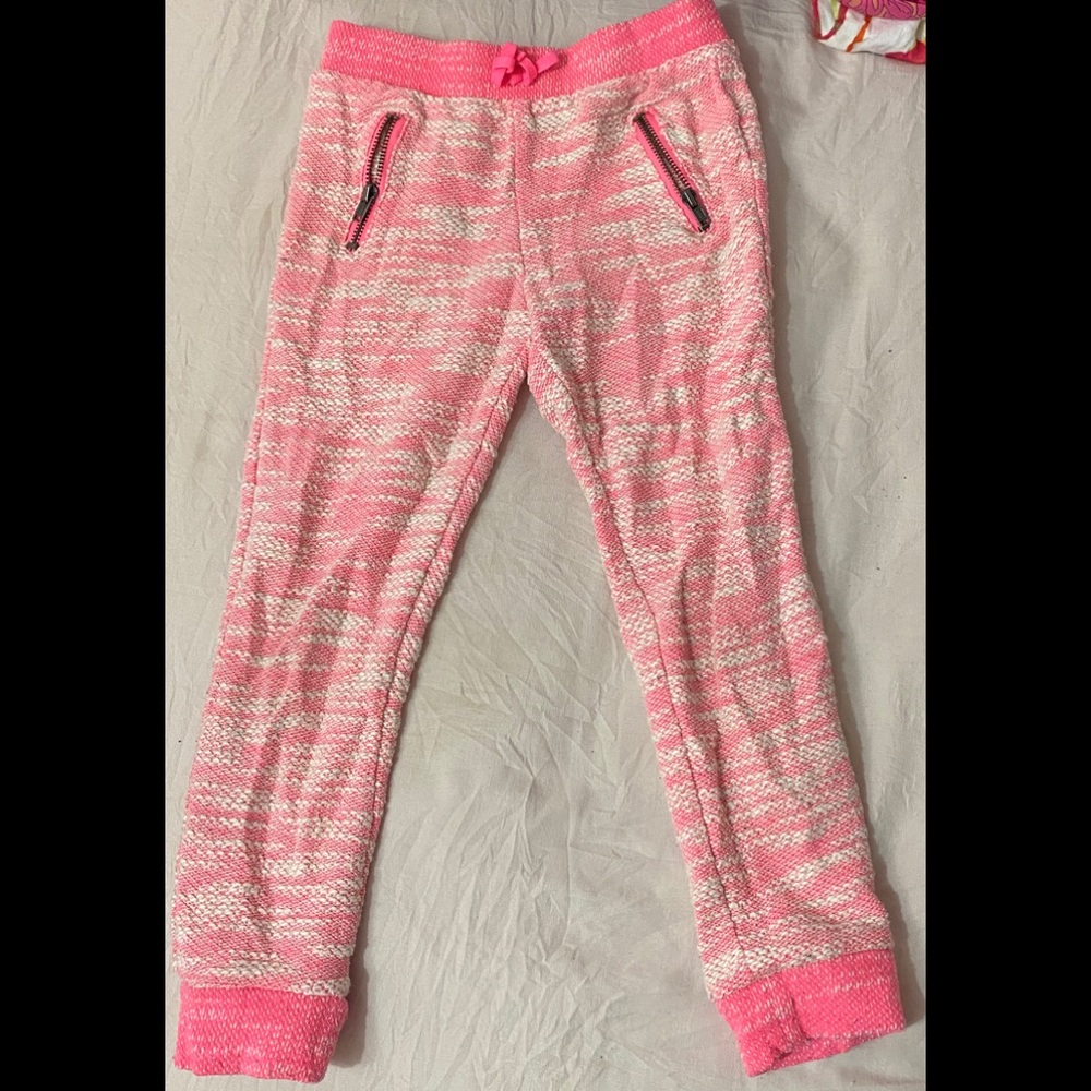 Pink and white patterned sweatpants